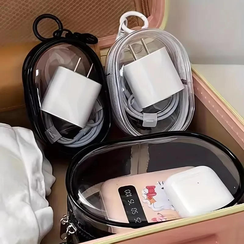 Travel Cable Organizer - Tas Penyimpanan Mini Portabel Transparan dengan