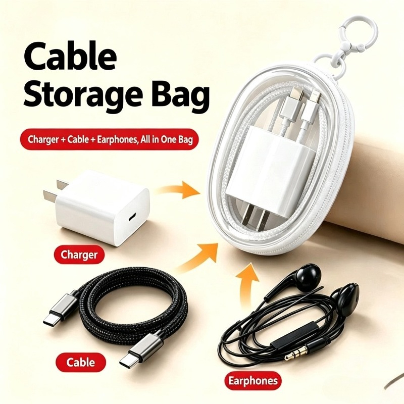 Travel Cable Organizer - Tas Penyimpanan Kabel Data Tahan Air